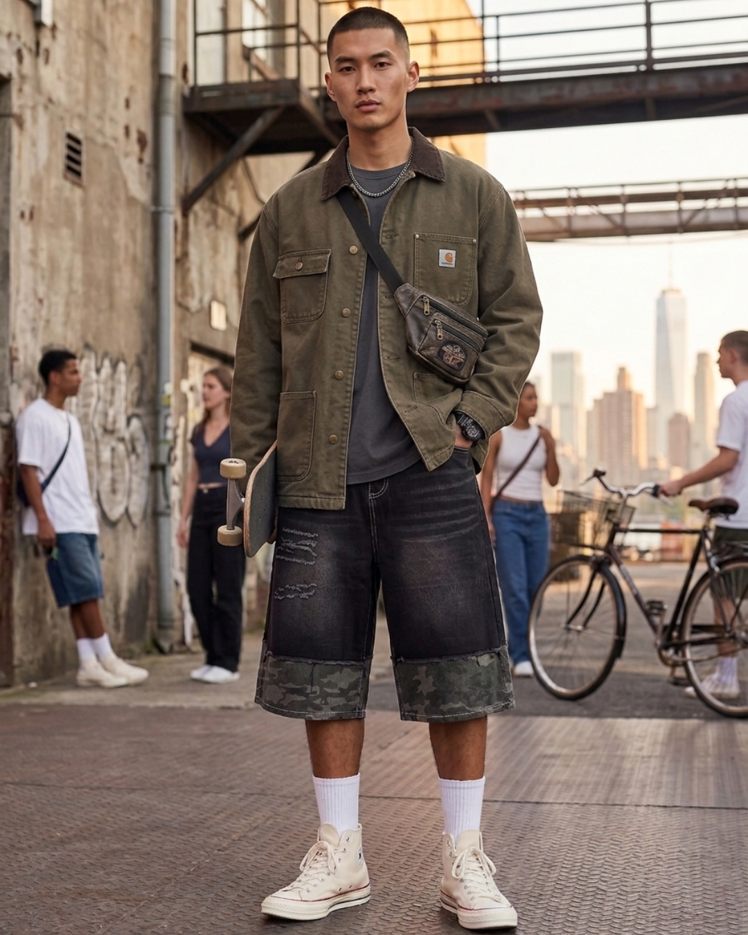 J/bronw Legion Shorts — Camo Denim — front view