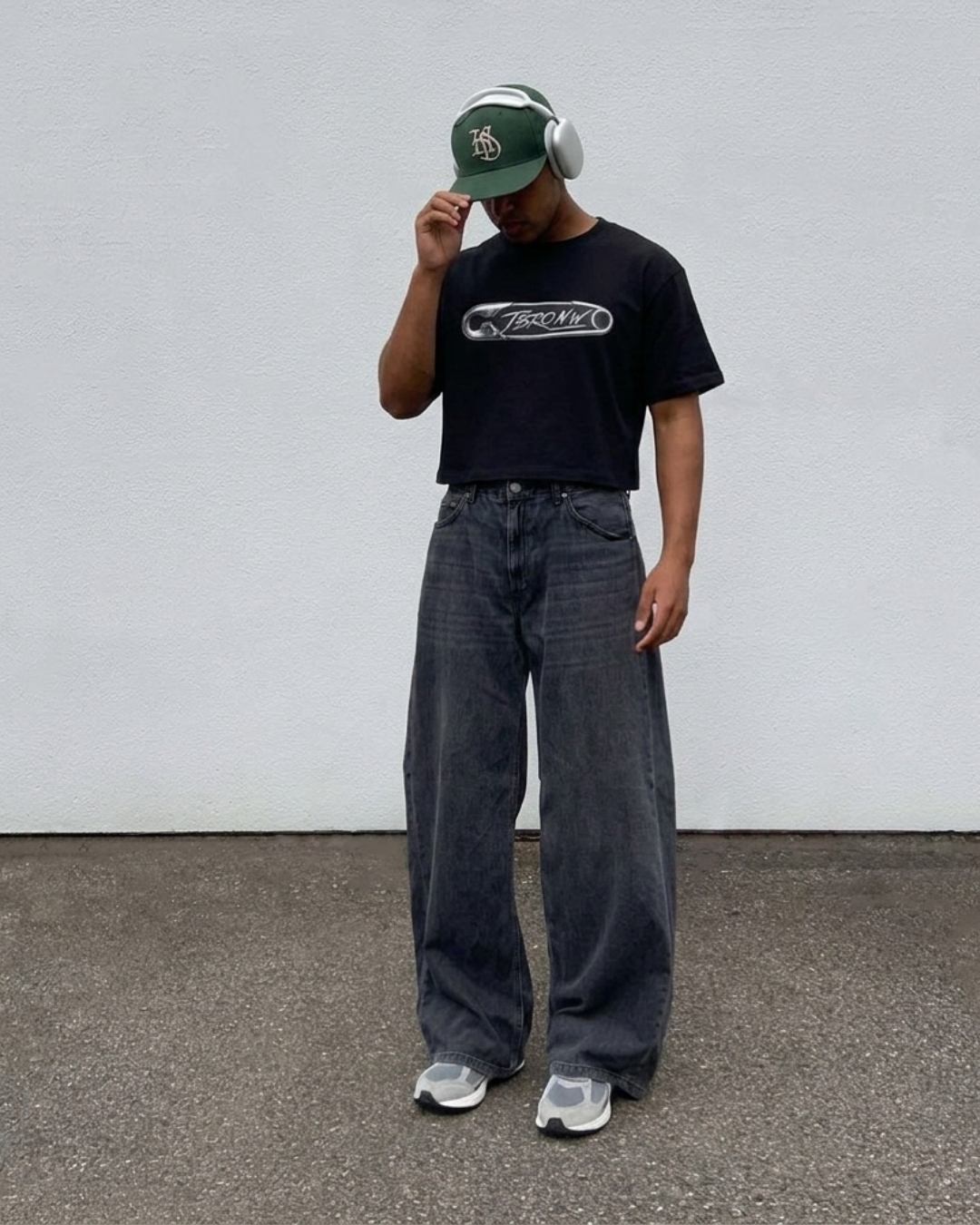 J/bronw Chrome Tee — Black — front view