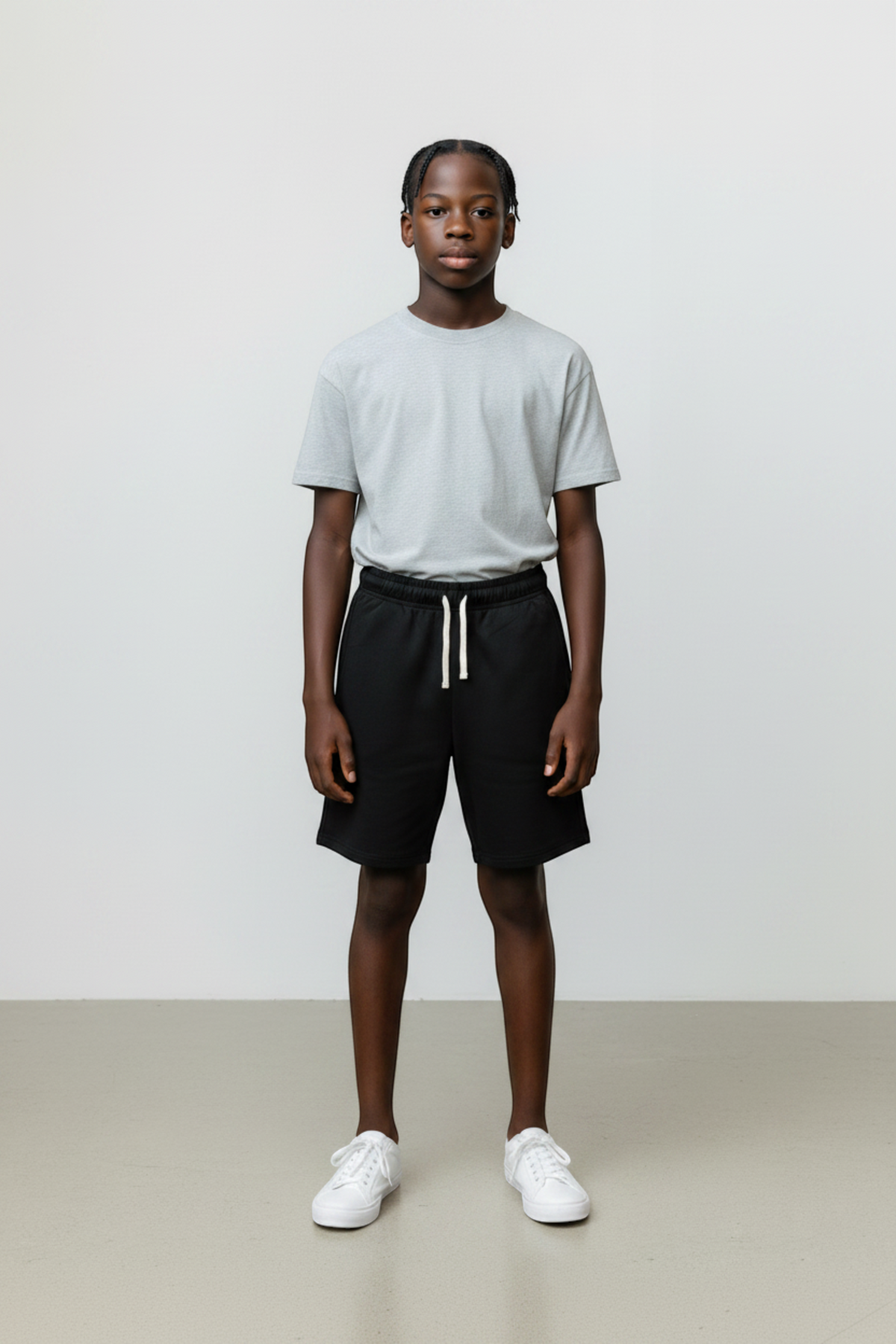 J/bronw Nocturne Shorts — Black — worn by a model, front view