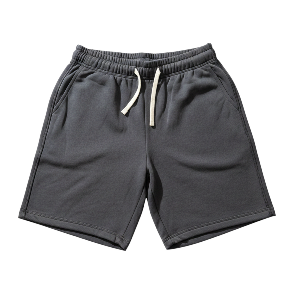 J/bronw Ash Shorts — Gray — flat lay, front