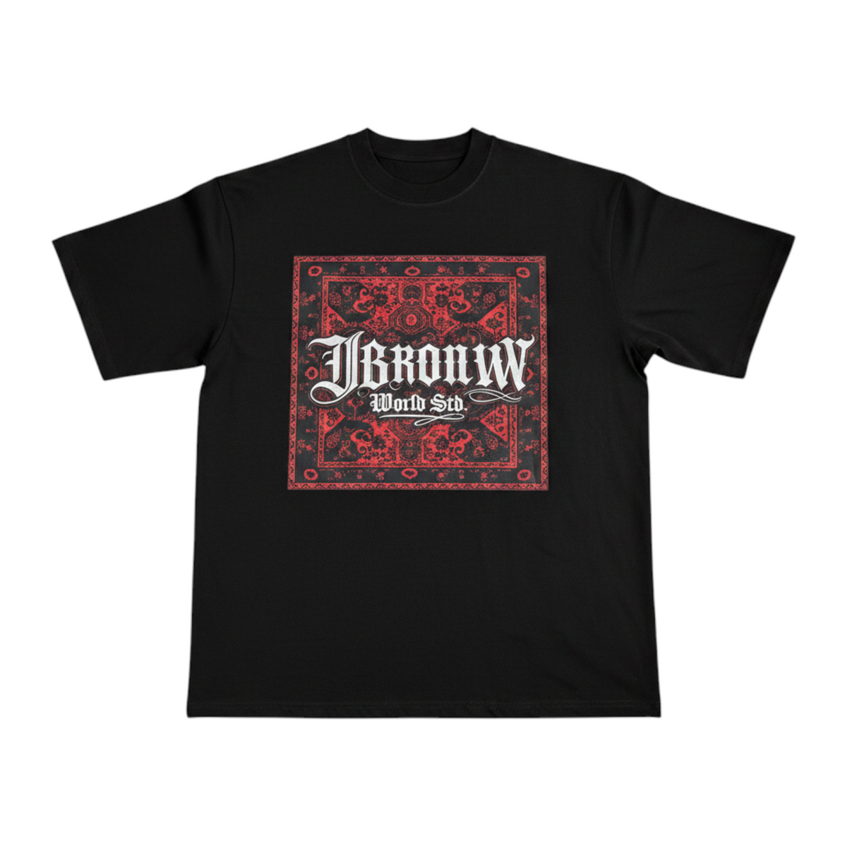 J/bronw Codex Tee — Black — flat lay, front