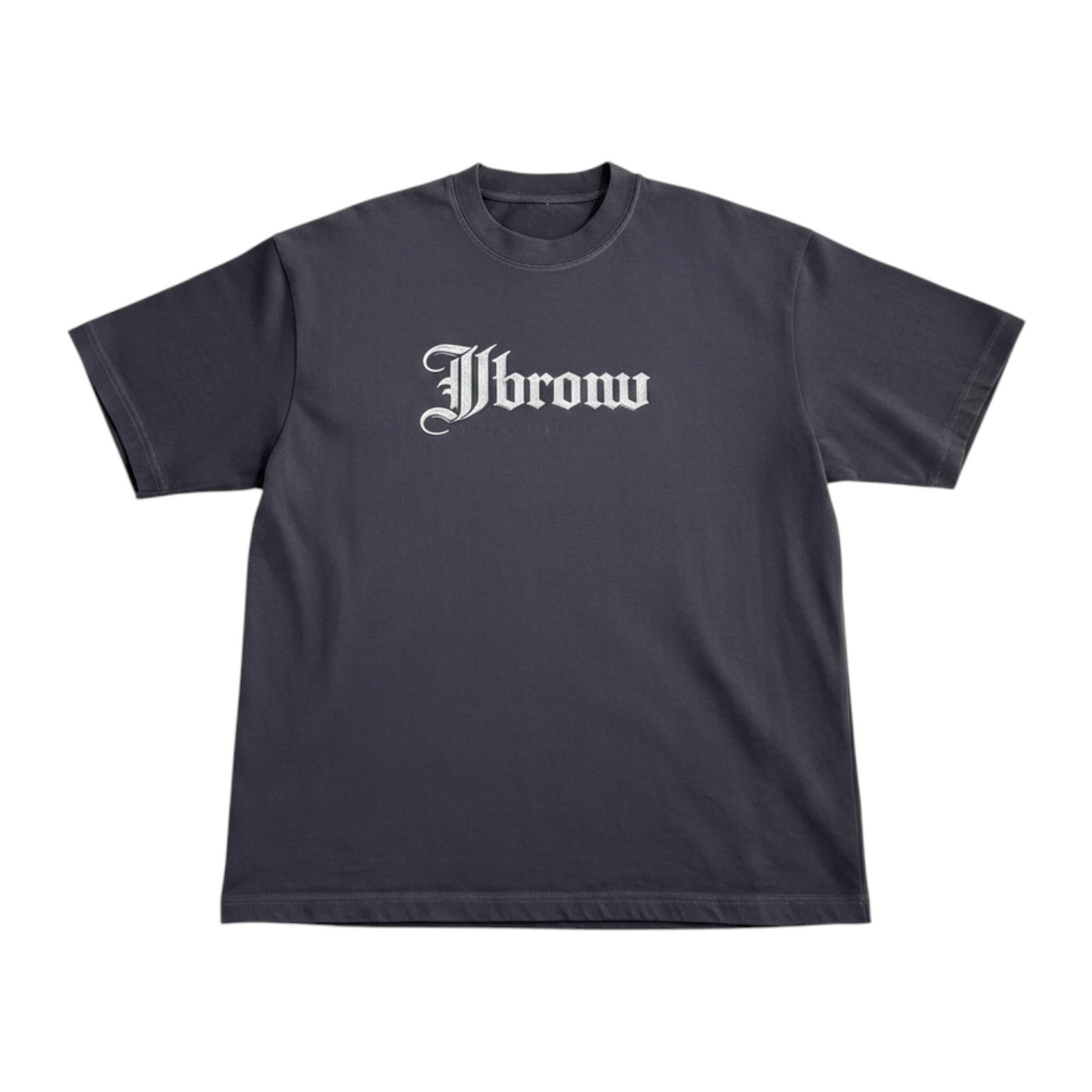 J/bronw Signature Tee — Navy — flat lay, front