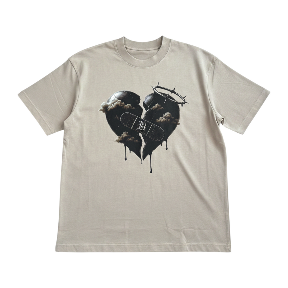 J/bronw Shadows Tee — Sand — flat lay, front