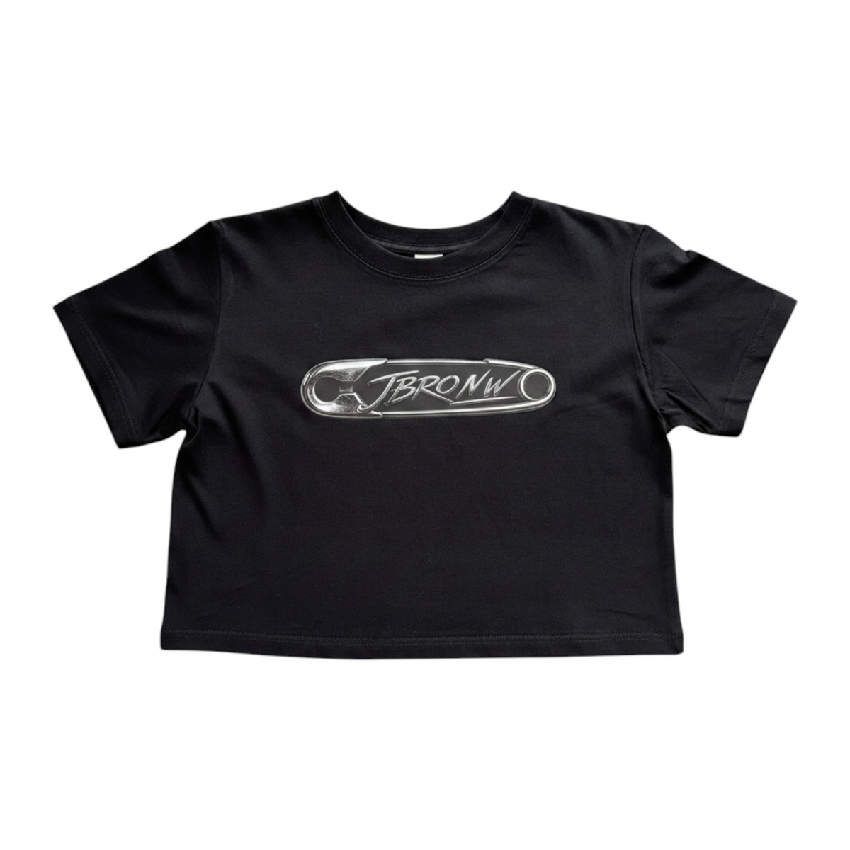 J/bronw Chrome Tee — Black — flat lay, front