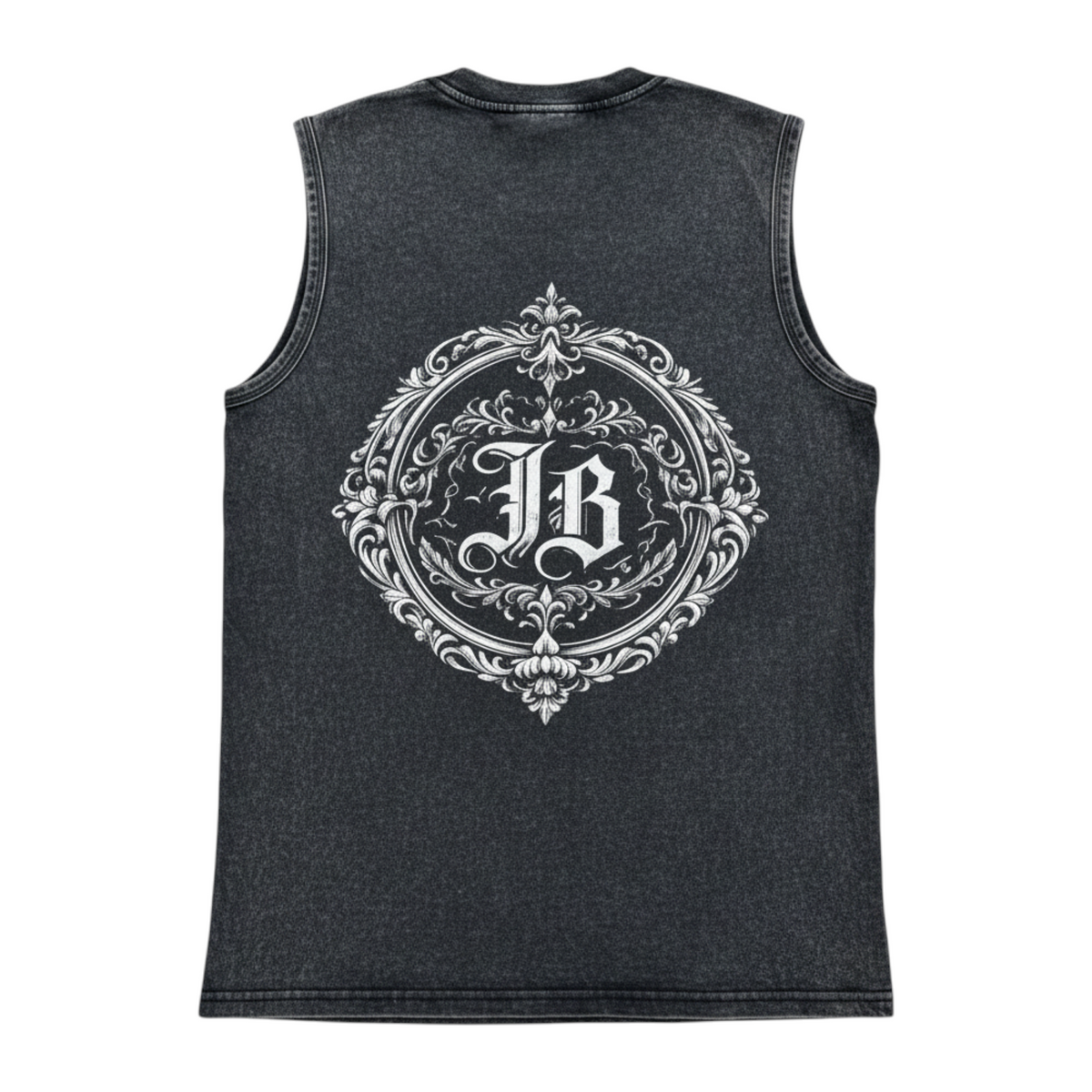 J/bronw Emblem Tee — Black — flat lay, front