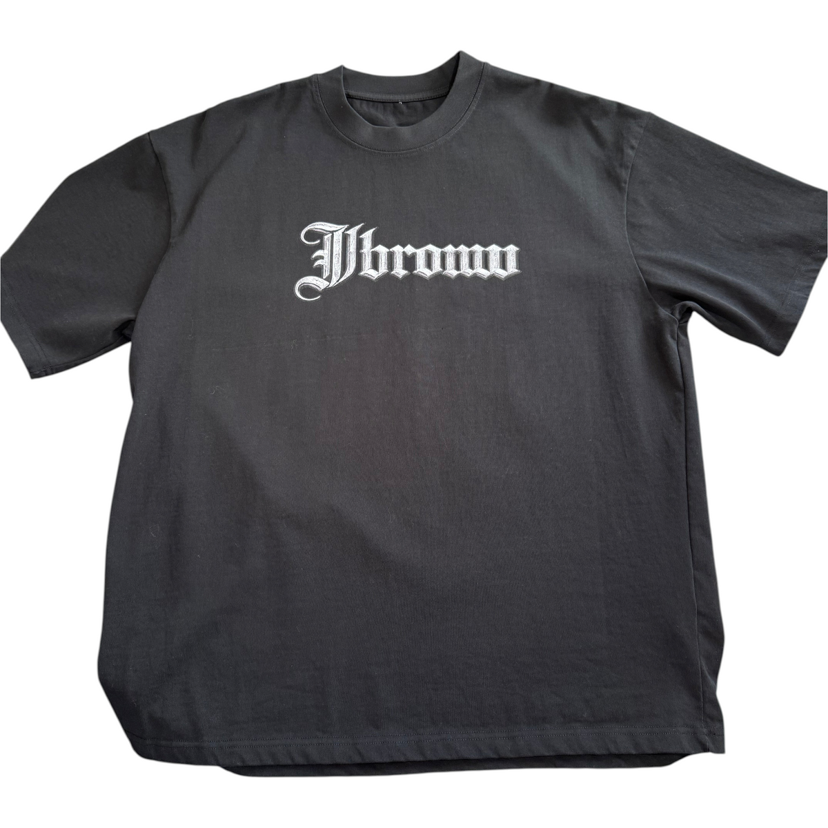 J/bronw Signature Tee — Charcoal — back view