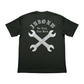 J/bronw Wrenches Tee — Olive — flat lay, front